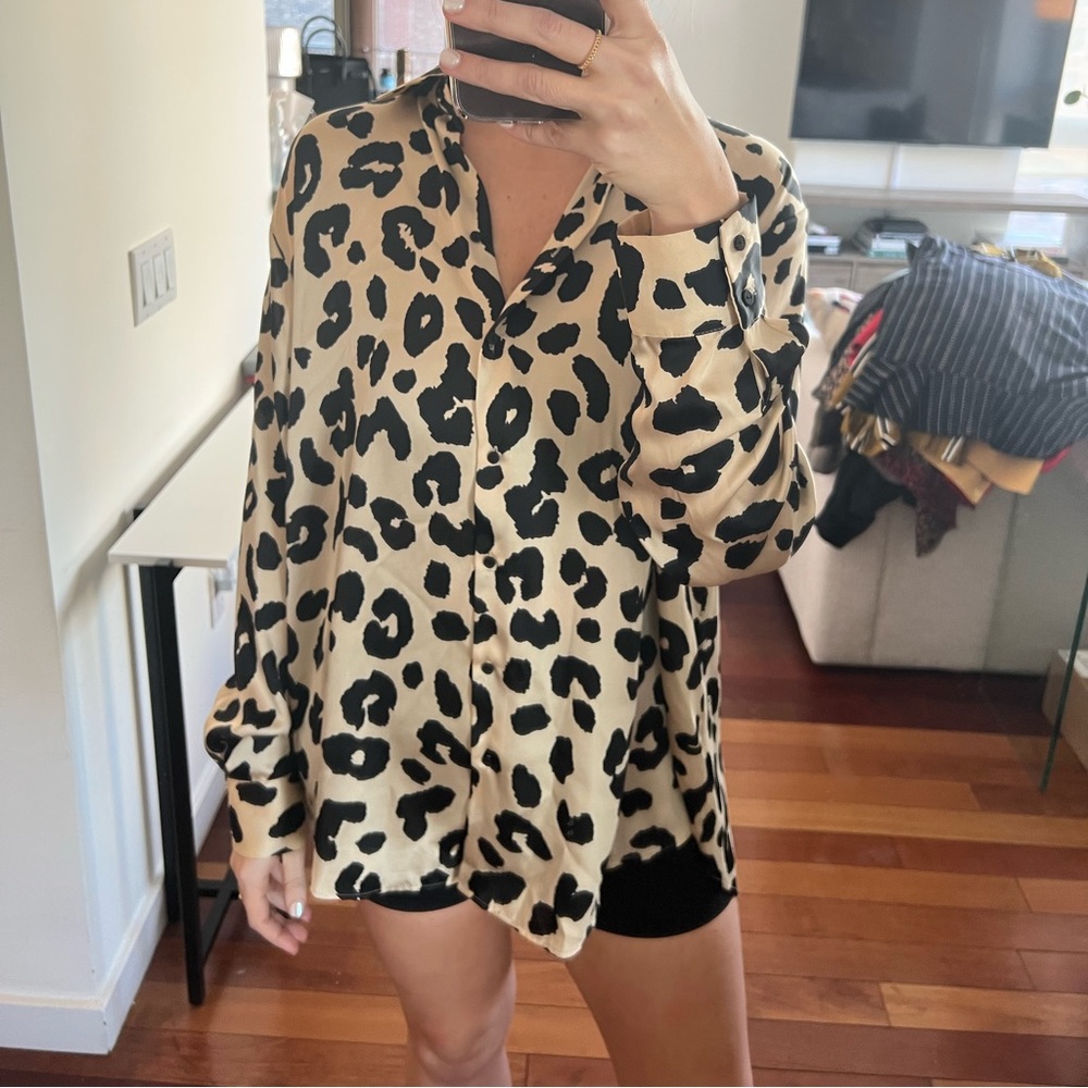 Zara leopard print satin effect blouse